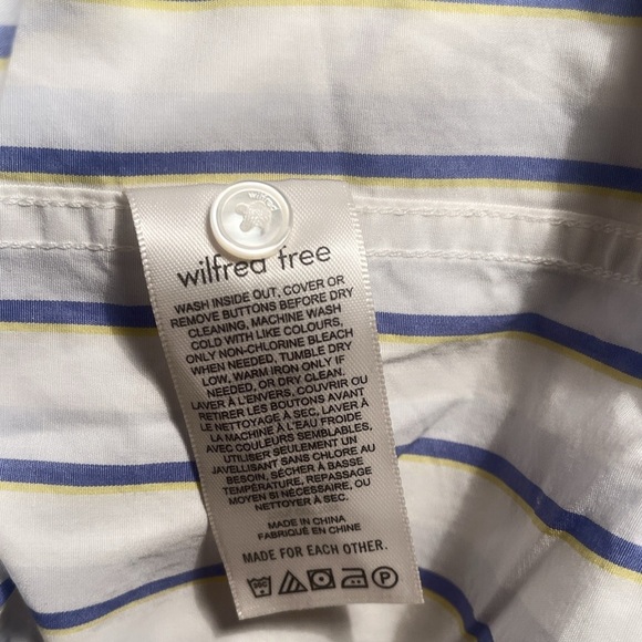 Wilfred Free oversized relaxed cotton blue yellow buttn down long sleeve shrt XS - Picture 5 of 5